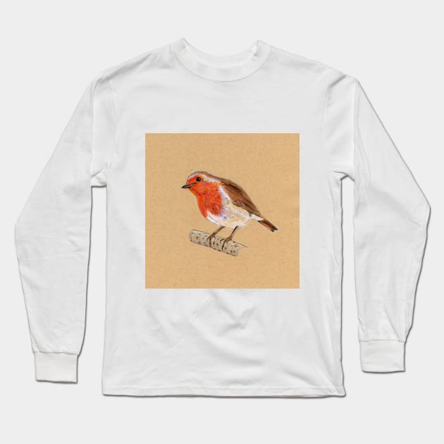 Christmas Robin Long Sleeve T-Shirt by Bryan James